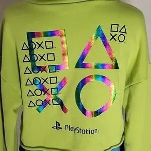 Forever 21 Tops Playstation Sony Avid Green Cropped Hoodie M